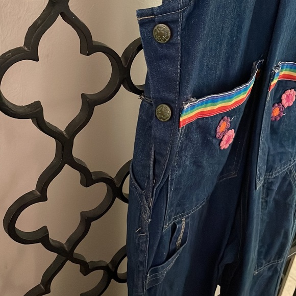 VTG 80s Embellished Women’s Denim Overalls with Appliqués - Picture 11 of 16
